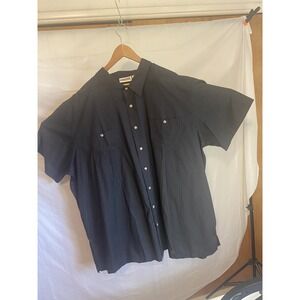 Men's King Size Lightweight Black Camp Dress Shirt- Size‎ 4XL